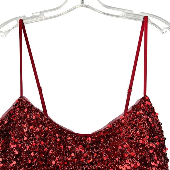 Alyce Paris 3116 A-Line Spaghetti Strap Sequin Short Dress Red Size 12 New - Picture 3 of 11